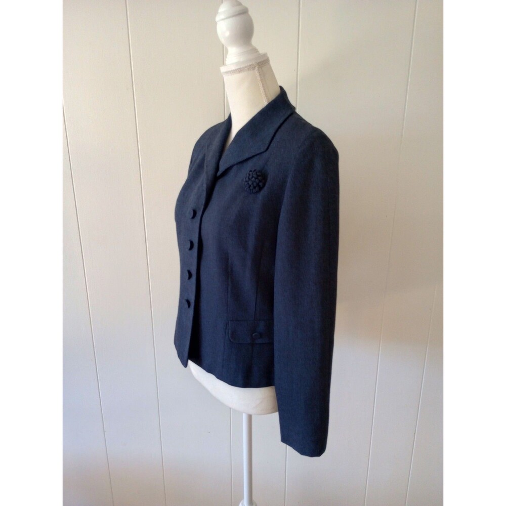 Vintage Hahne & Co Wool Blazer Jacket Women's Small Navy Blue Button Front 1950s - Picture 4 of 12